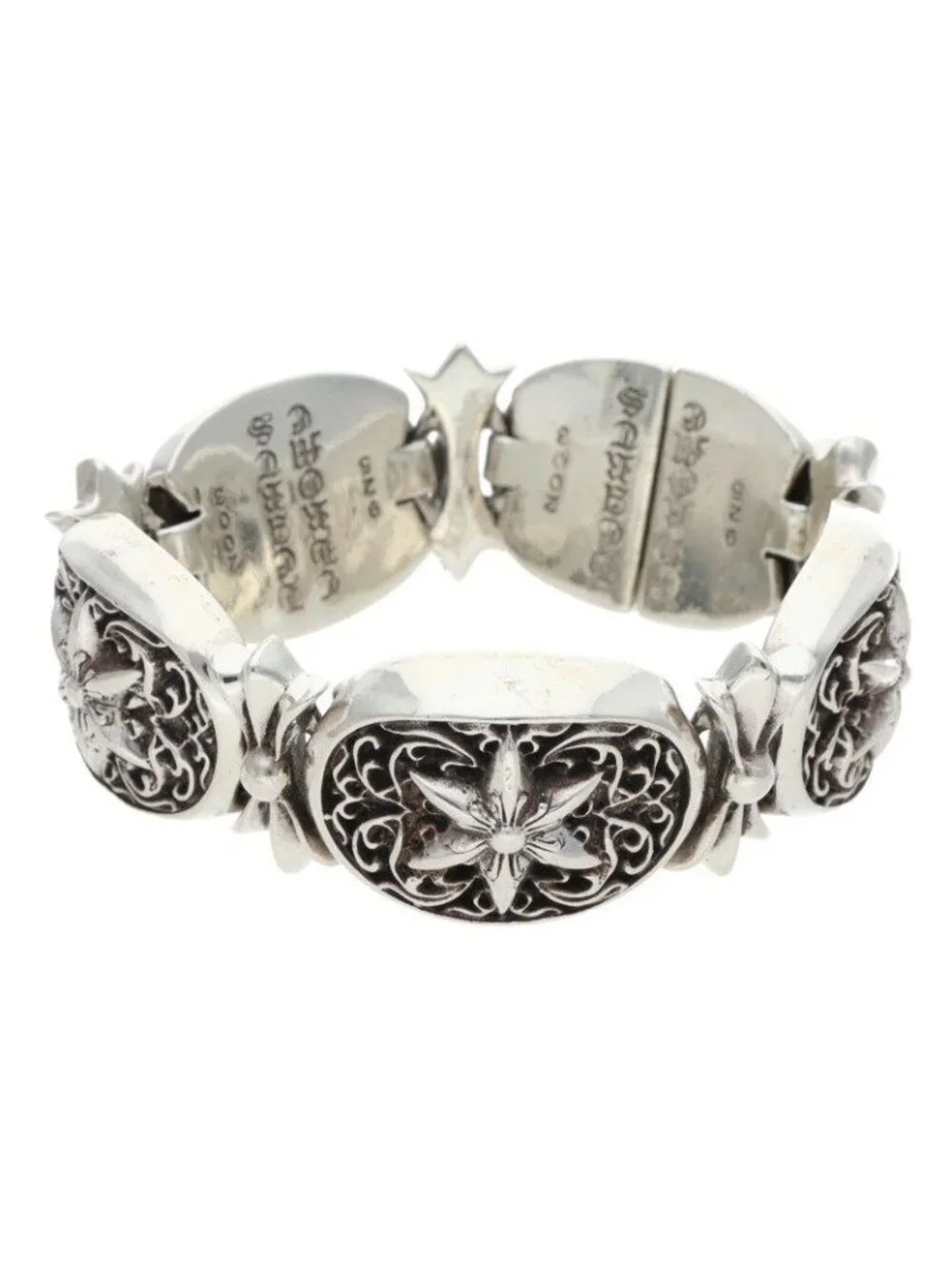 Chrome Hearts Tiny Oval Star Link Silver Bracelet
